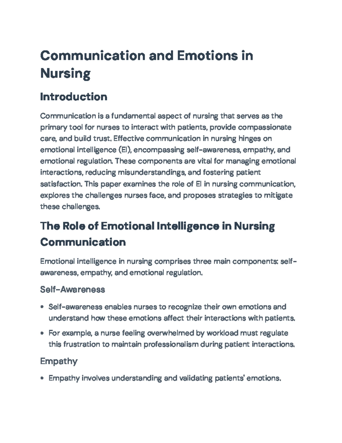 Enhancing Communication in Nursing: The Role of Emotional Intelligence ...