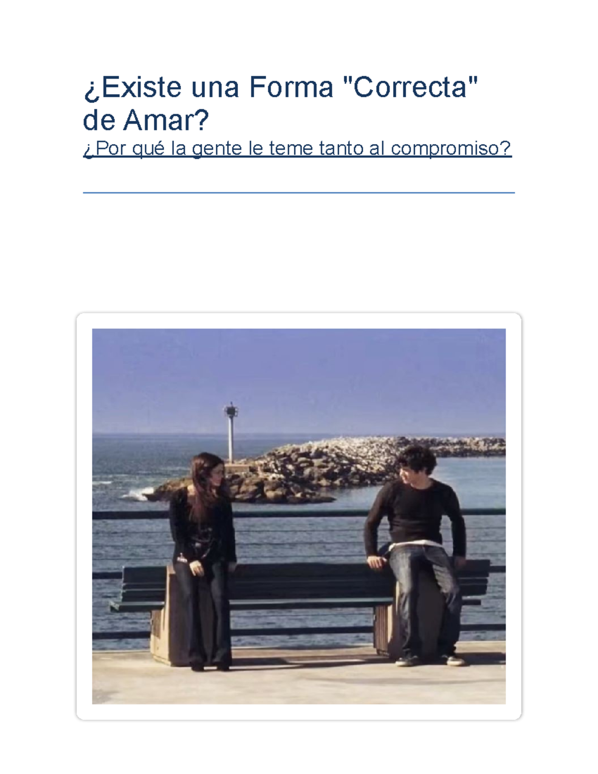 El Amor y el Compromiso: Reflexiones sobre el Temor al Vínculo - Studocu