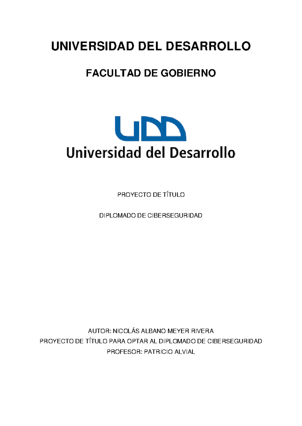 Proyecto de Título en Diplomado de Ciberseguridad - Nicolás Meyer - Document Preview