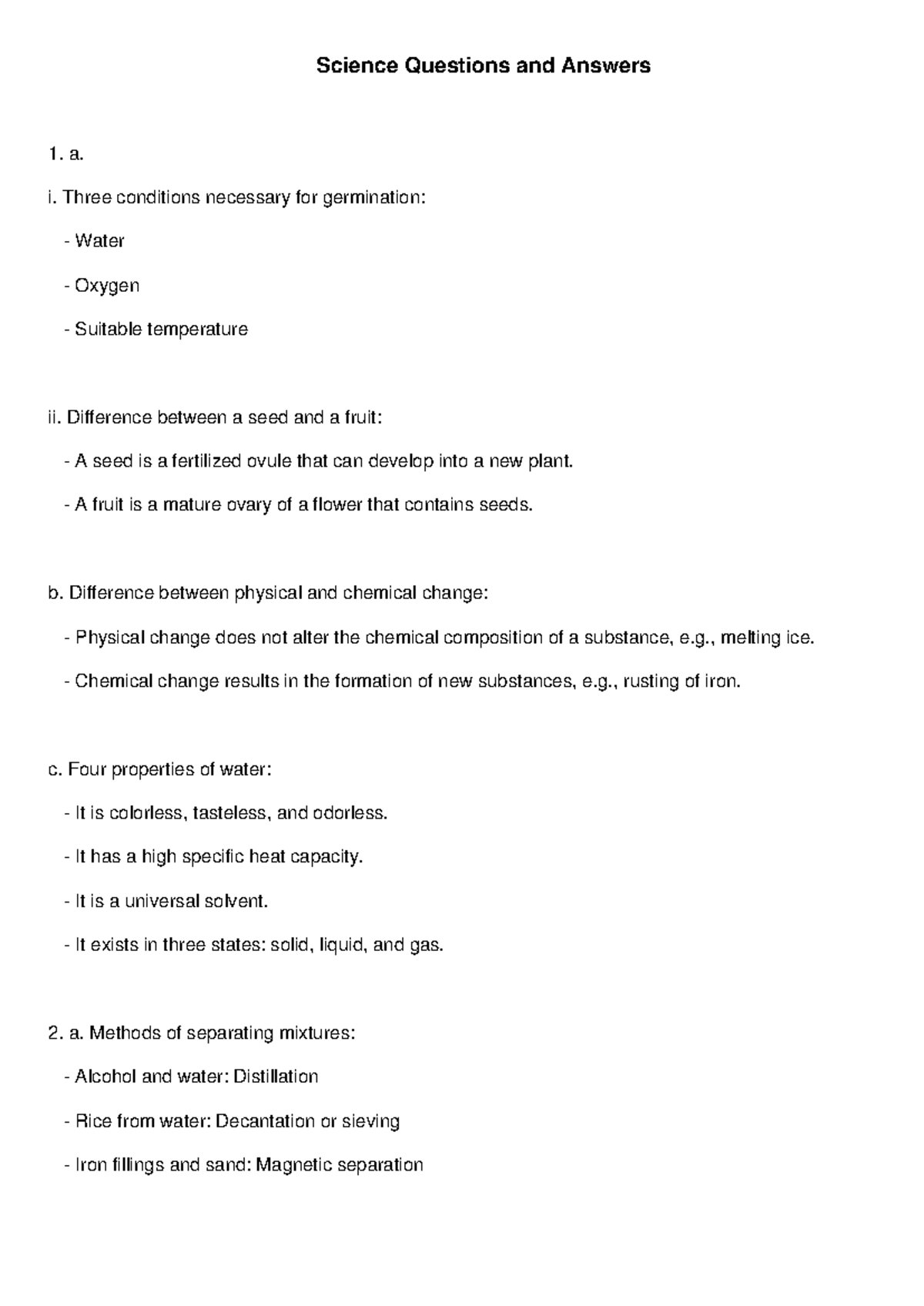 Science Questions & Answers: Key Concepts in Biology & Chemistry - Studocu