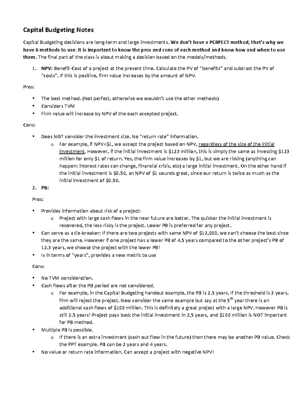 Capital Budgeting Notes - Capital Budgeting Notes Capital Budgeting ...