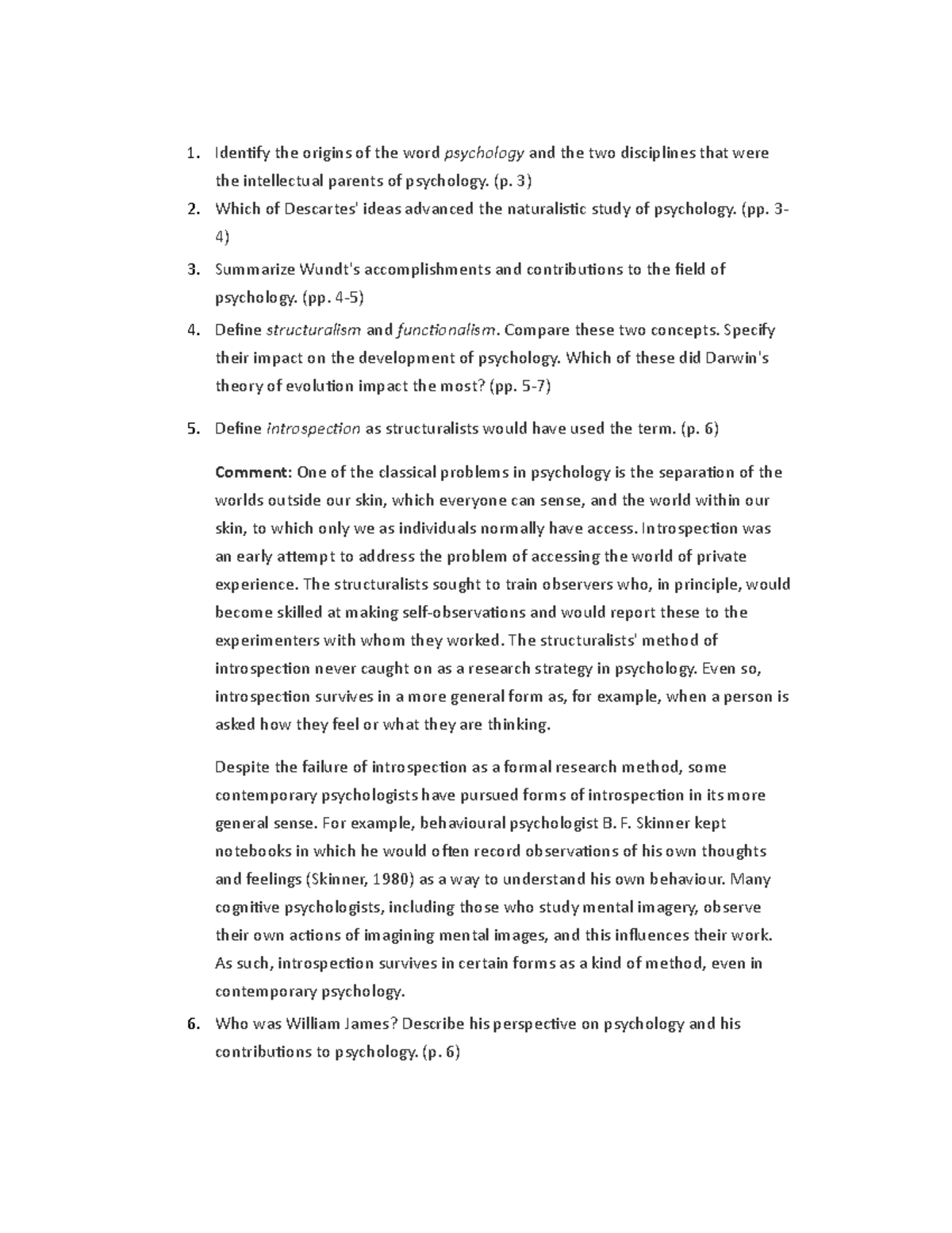 PSYC 289 - CHAPTER 1 (THE EVOLUTION OF PSYCHOLOGY) - Study Guide ...