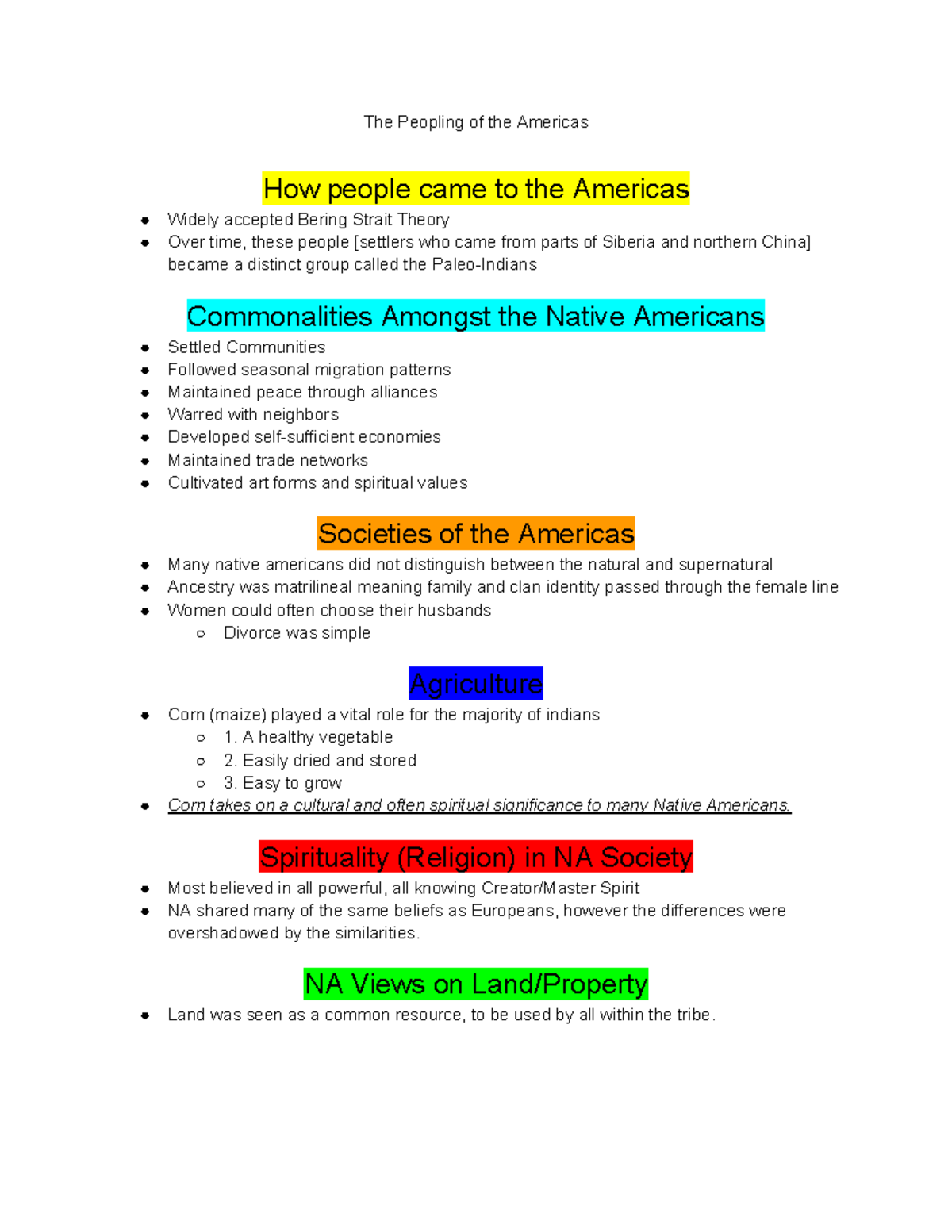 DCUSH Lecture Notes: The Peopling of the Americas & Early Colonization ...