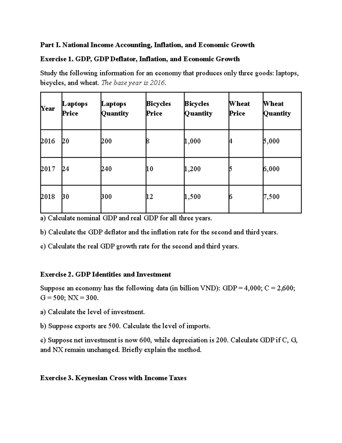 Ôn Tập C567: GDP, Inflation, and Economic Growth Exercises - Studocu