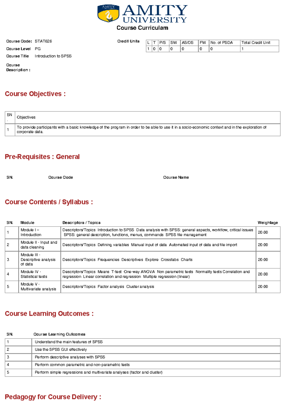 Course Curriculum - Course Objectives : Pre-Requisites : General Course ...