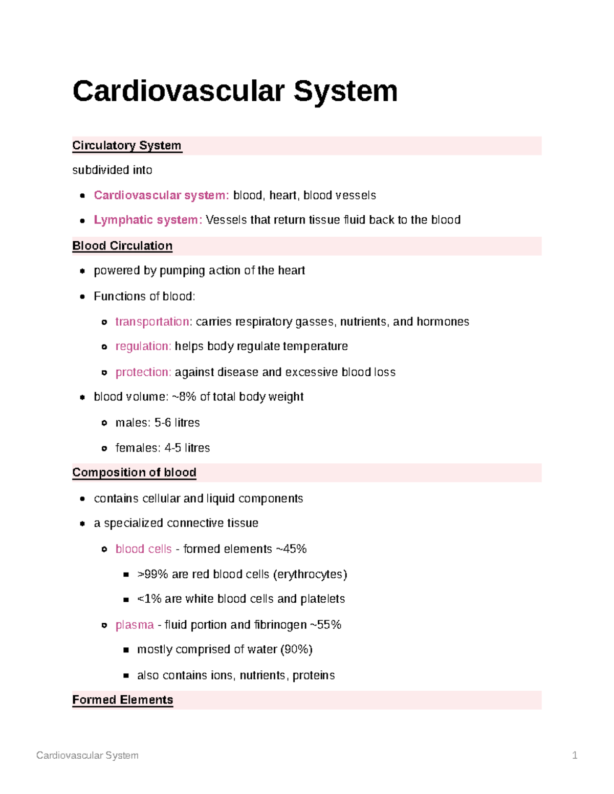Anatomy Quiz 3 - Cardiovascular System Notes and Key Concepts - Studocu