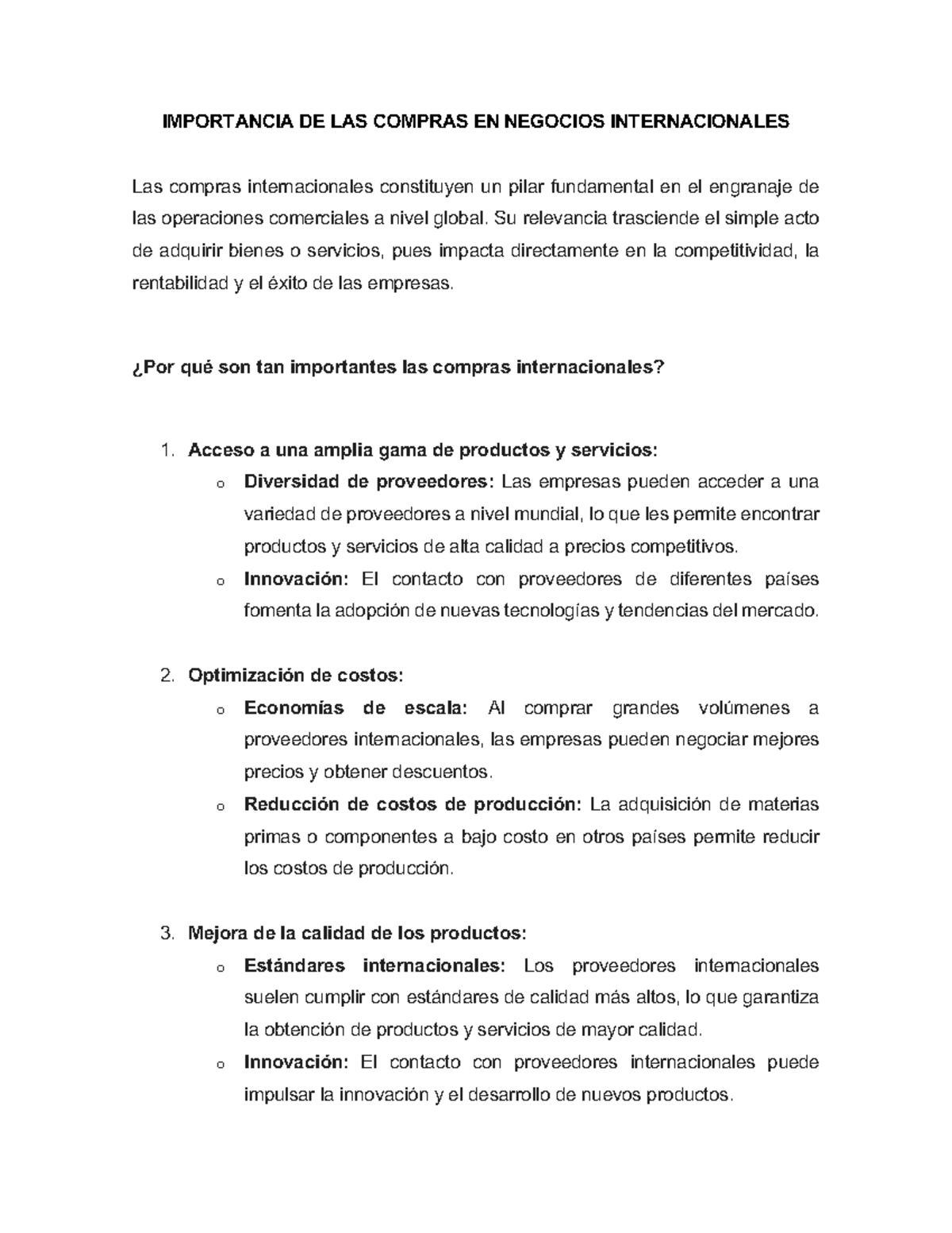 Importancia de las Compras en Negocios Internacionales y su Impacto ...