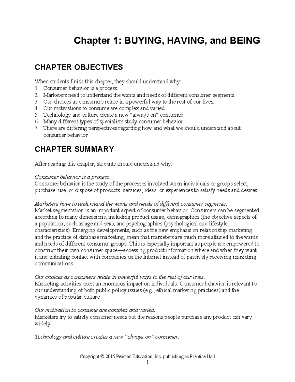 Chapter 1: Understanding Consumer Behavior - Insights and Objectives ...