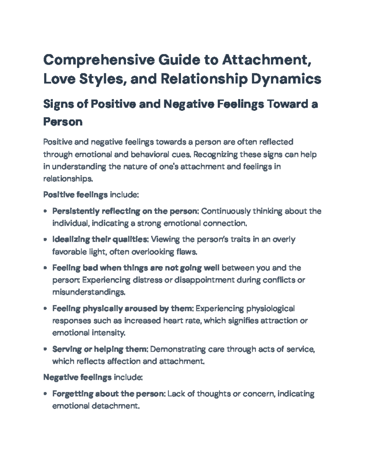 Comprehensive Guide to Attachment & Love Styles in Relationships - Studocu