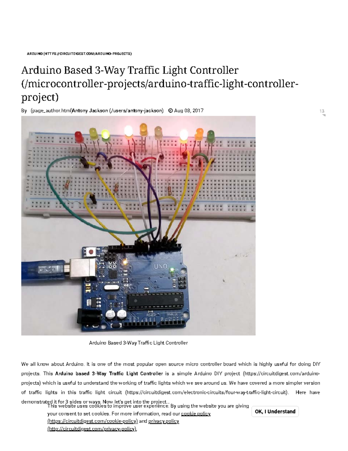 Arduino Traffic Light Controller Automatic Street Light Controller