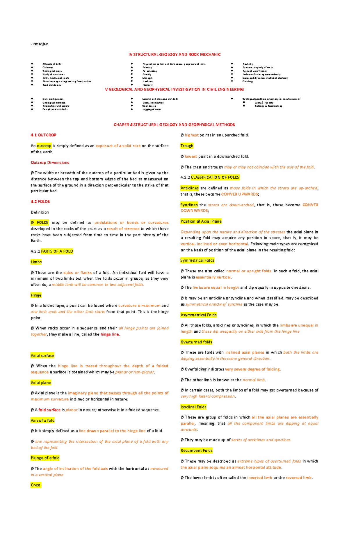 ENG 302 Final Exam Notes: Structural Geology & Geophysical Methods ...