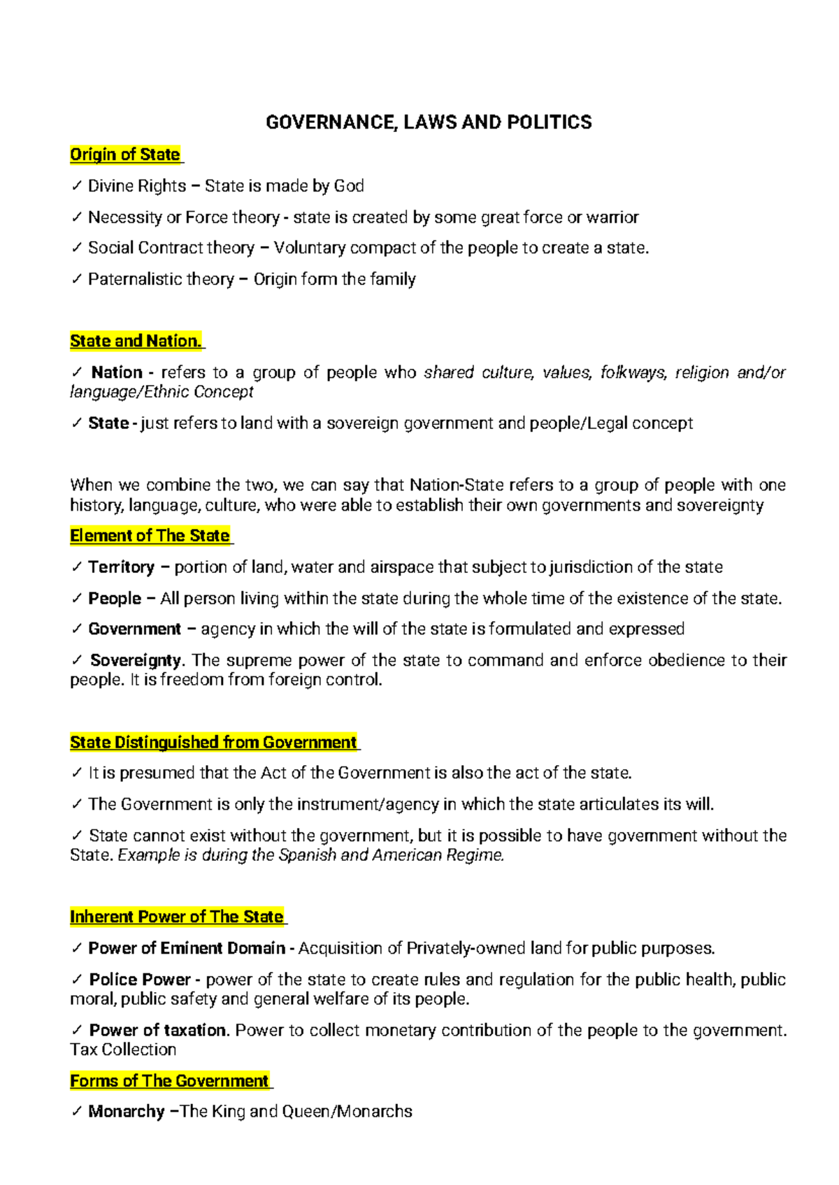 Governance, Laws, and Politics: Key Concepts and Theories Overview ...