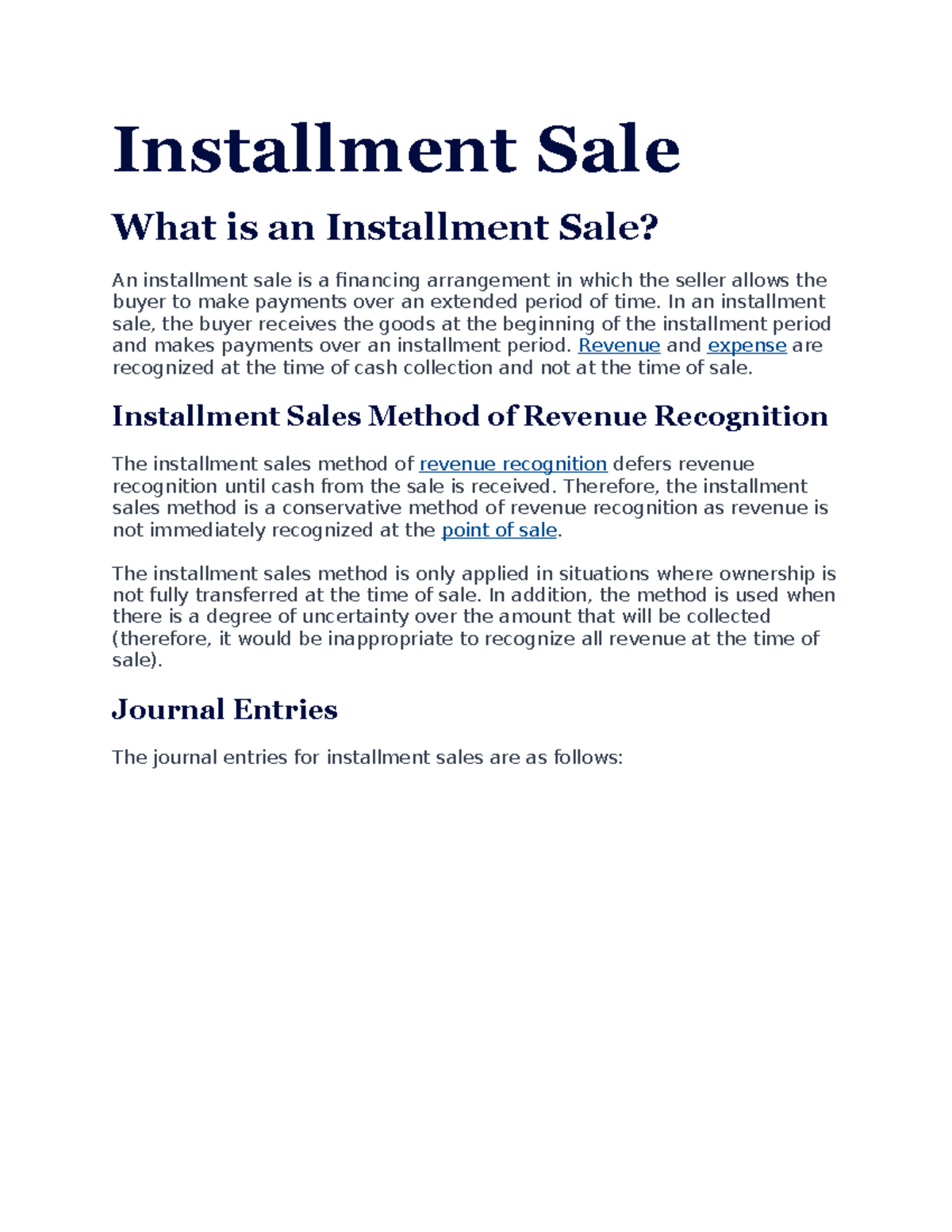 Installment sale summaries: Understanding revenue recognition methods ...
