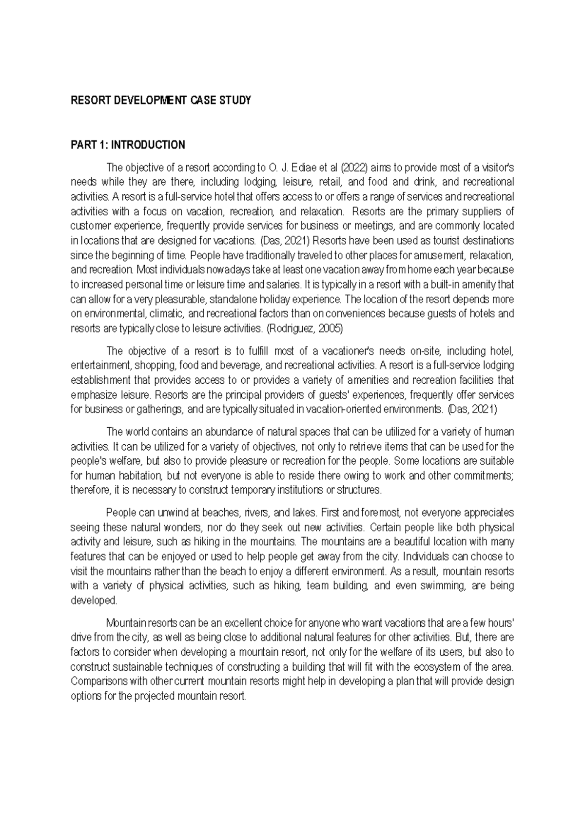 Resort Development Case Study: Analysis of Sustainable Practices - Studocu