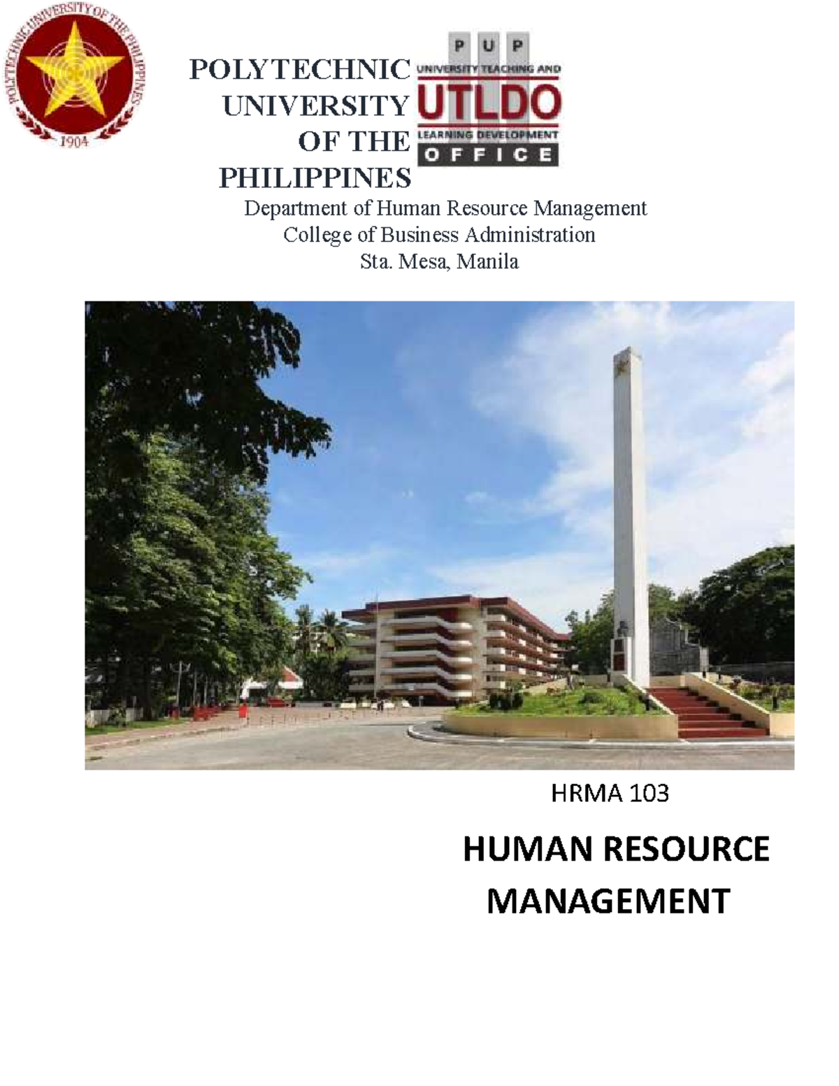 Human Resource Management Course Syllabus (HRMA 103) - Studocu
