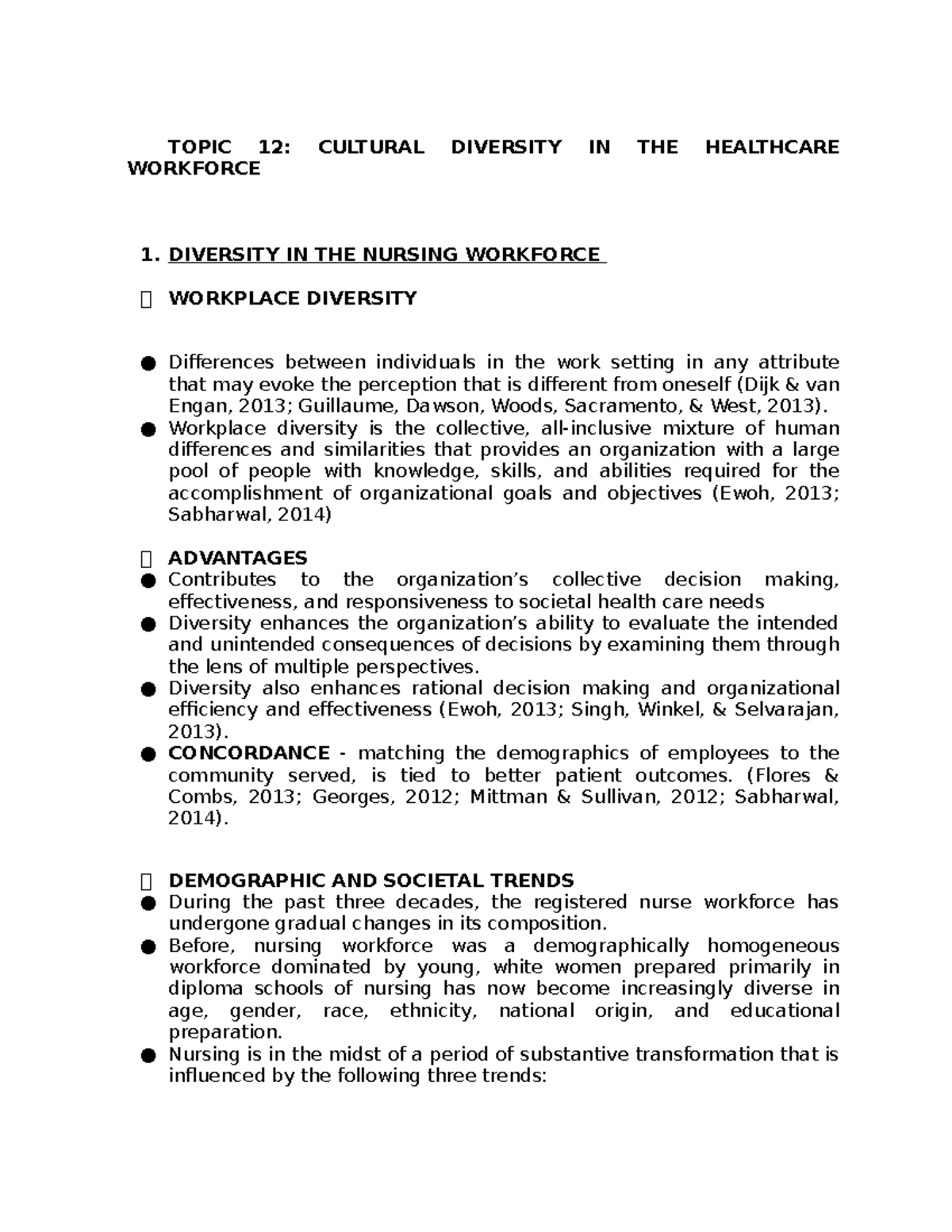 Topic 12: Diversity in the Healthcare Workforce - Cultural Perspectives ...