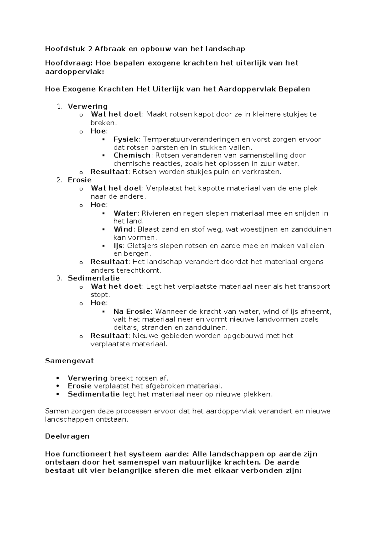 Hoofdstuk 2: Verwering, Erosie en Sedimentatie van het Landschap ...