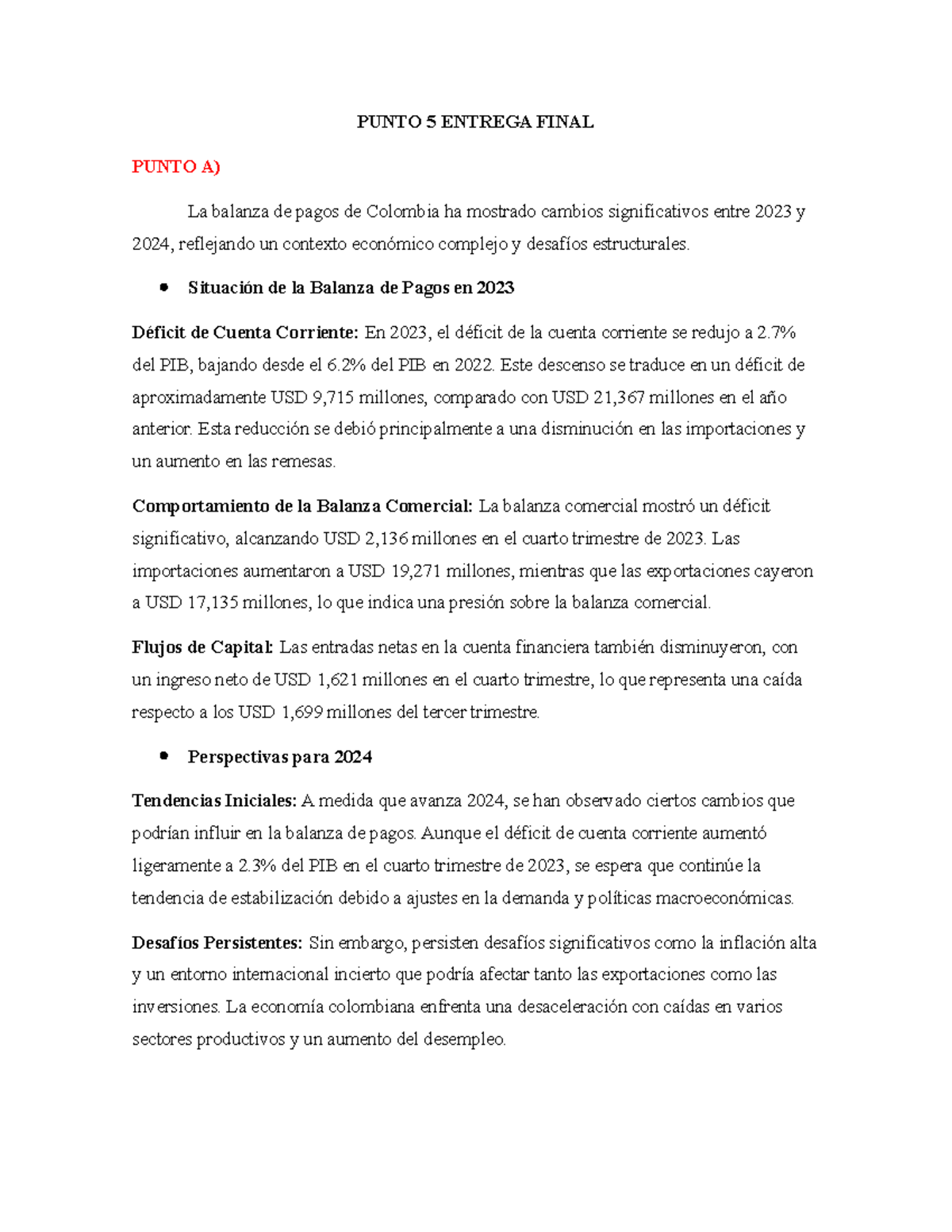 Punto 5 Entrega Final: Análisis de la Balanza de Pagos en Colombia 2023 ...