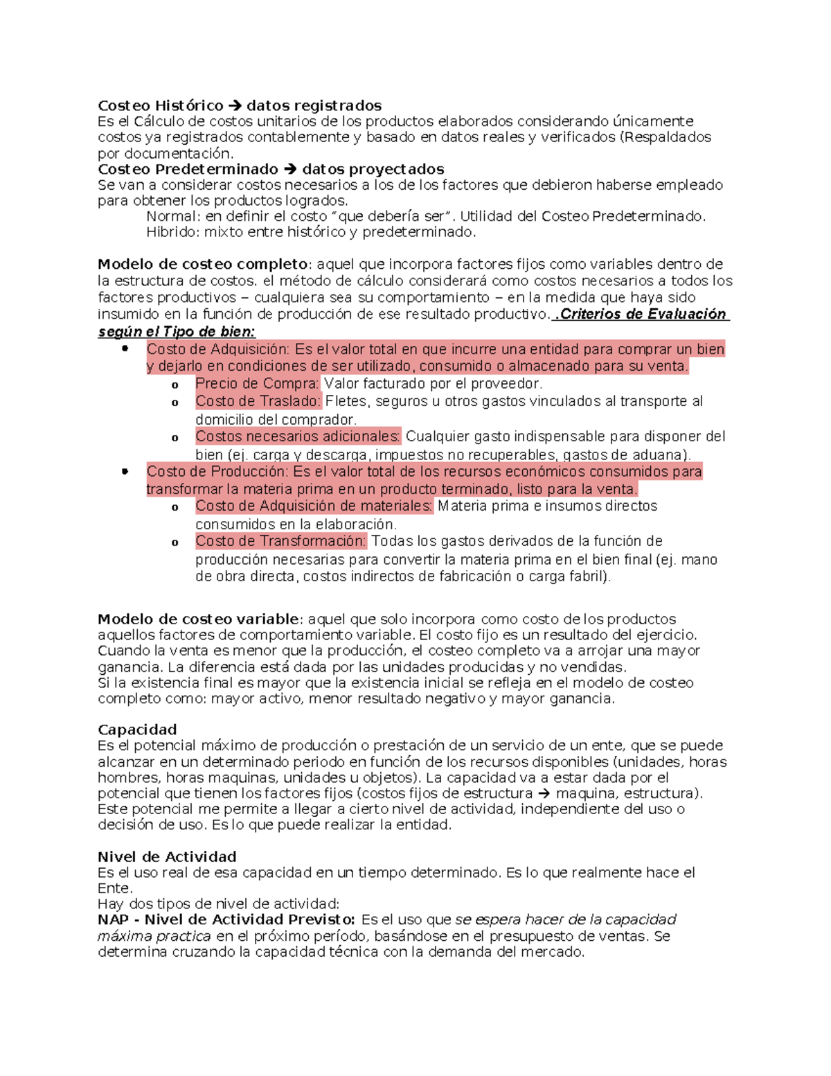 Resumen Unidad 4: Costeo Histórico y Predeterminado en Contabilidad ...