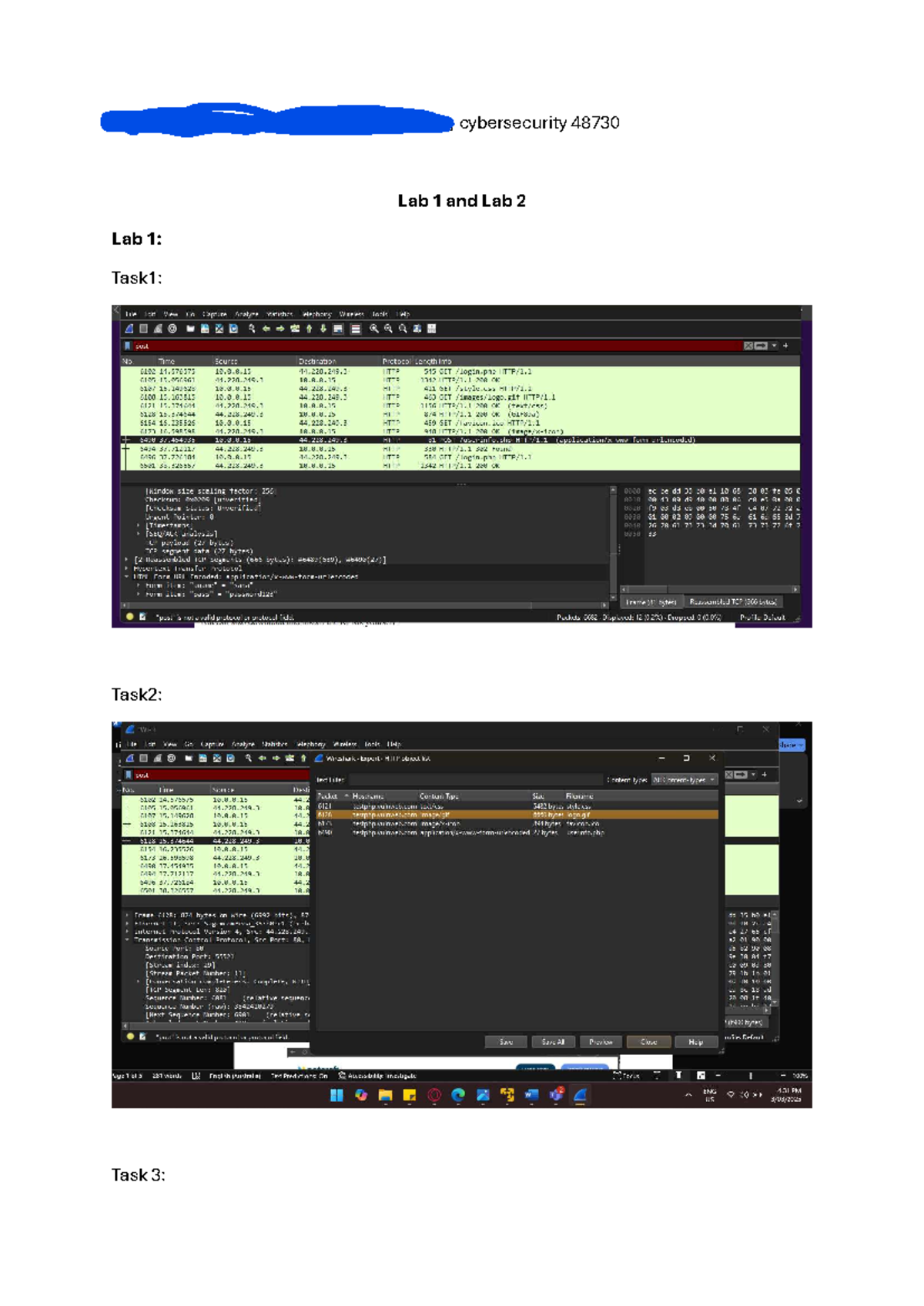Cybersecurity 48730 Lab 1 & 2: IP Address & SQL Injection Tasks - Studocu