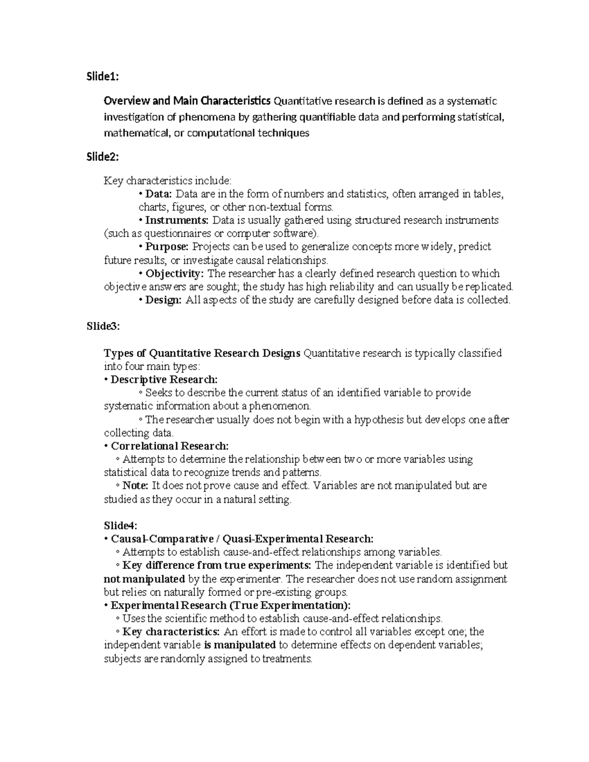 Quantitative Research Overview: Key Characteristics & Designs - Studocu