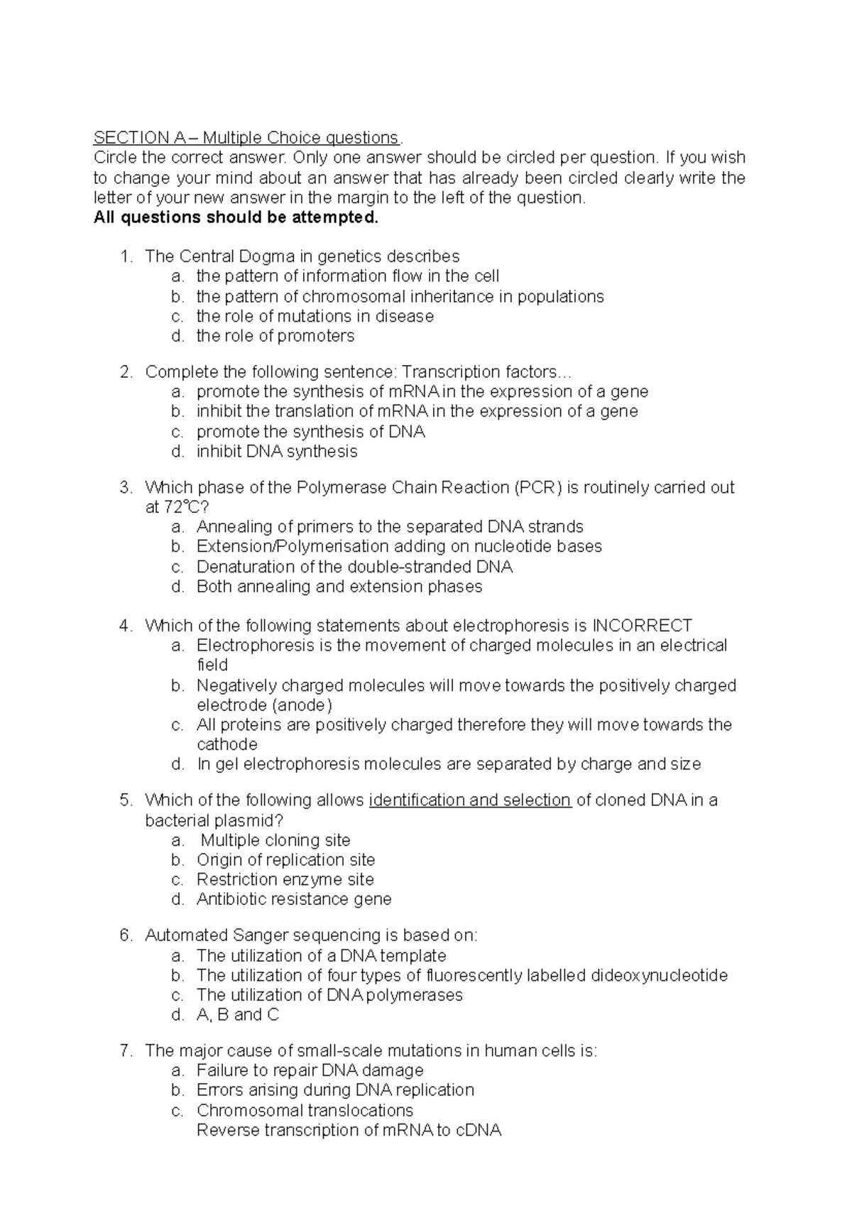 BMS310 Applied Genetics Module Handout 2023/24 Summary Details - Studocu