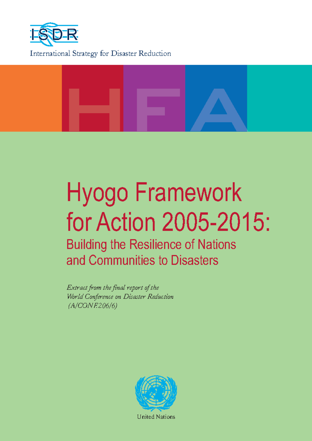 ISDR 1037: Hyogo Framework for Action - Building Resilience to ...