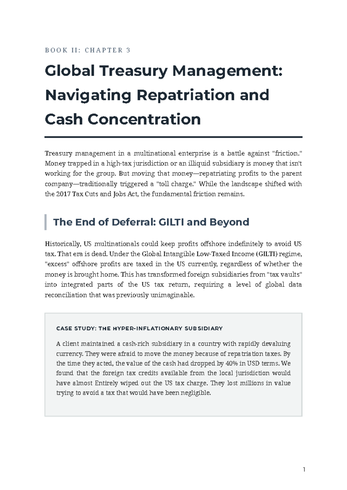 BOOK II: CHAPTER 3 Global Treasury Management & Repatriation Challenges ...