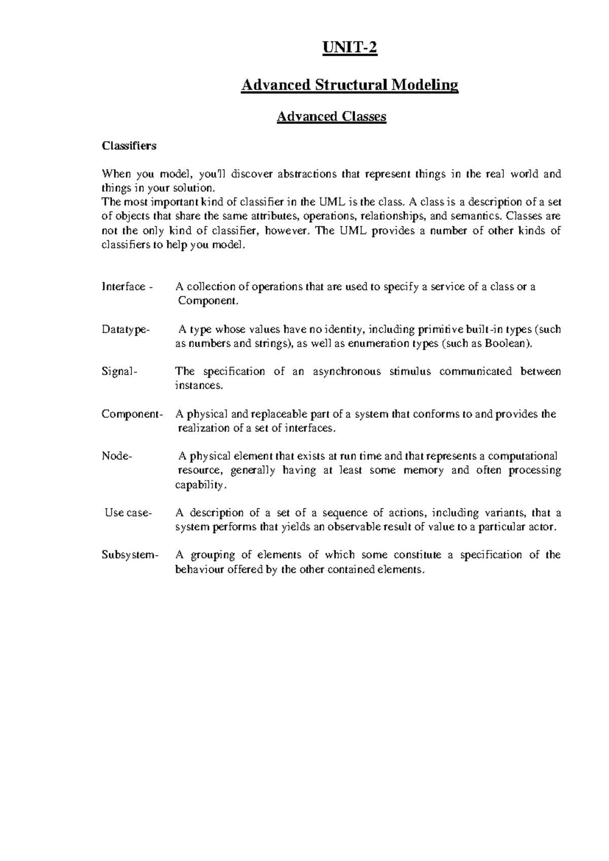 OOAD unit-2 - OOAD-2 - UNIT- 2 Advanced Structural Modeling Advanced ...