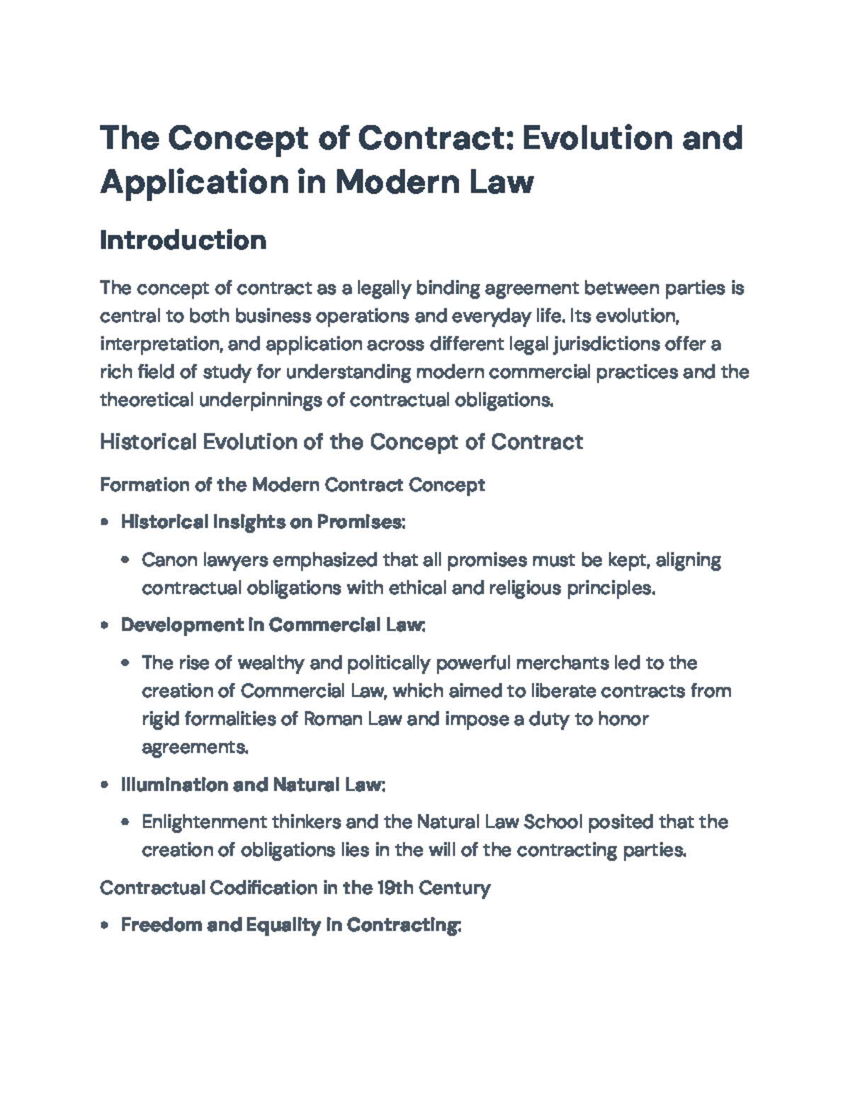 The Concept of Contract: Evolution and Application in Modern Law (LAW ...