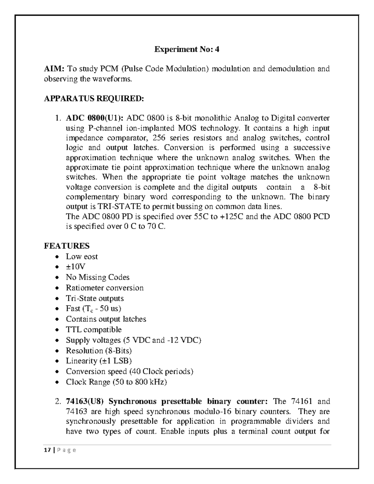 Digital Communication Experiment 4: PCM Modulation & Demodulation - Studocu