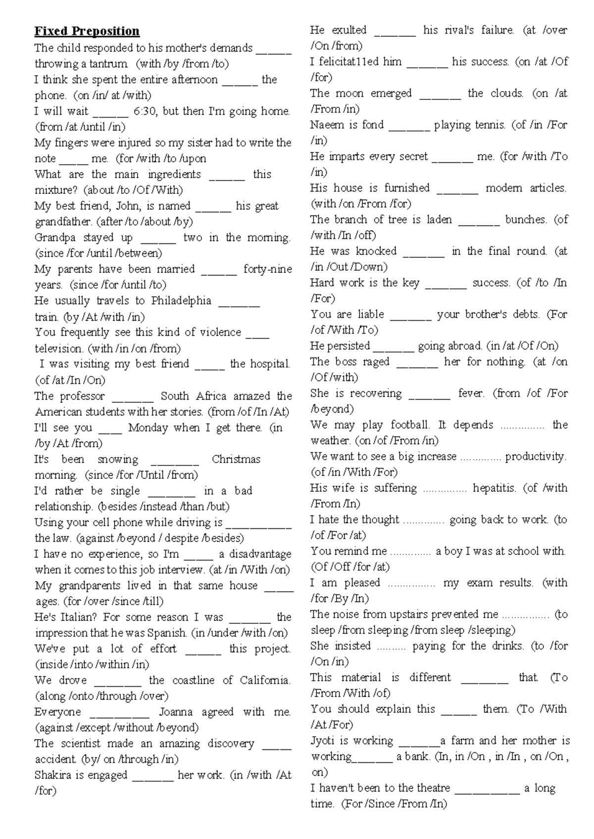 Fixed Prepositions - jhbuy: Understanding Usage and Examples - Studocu