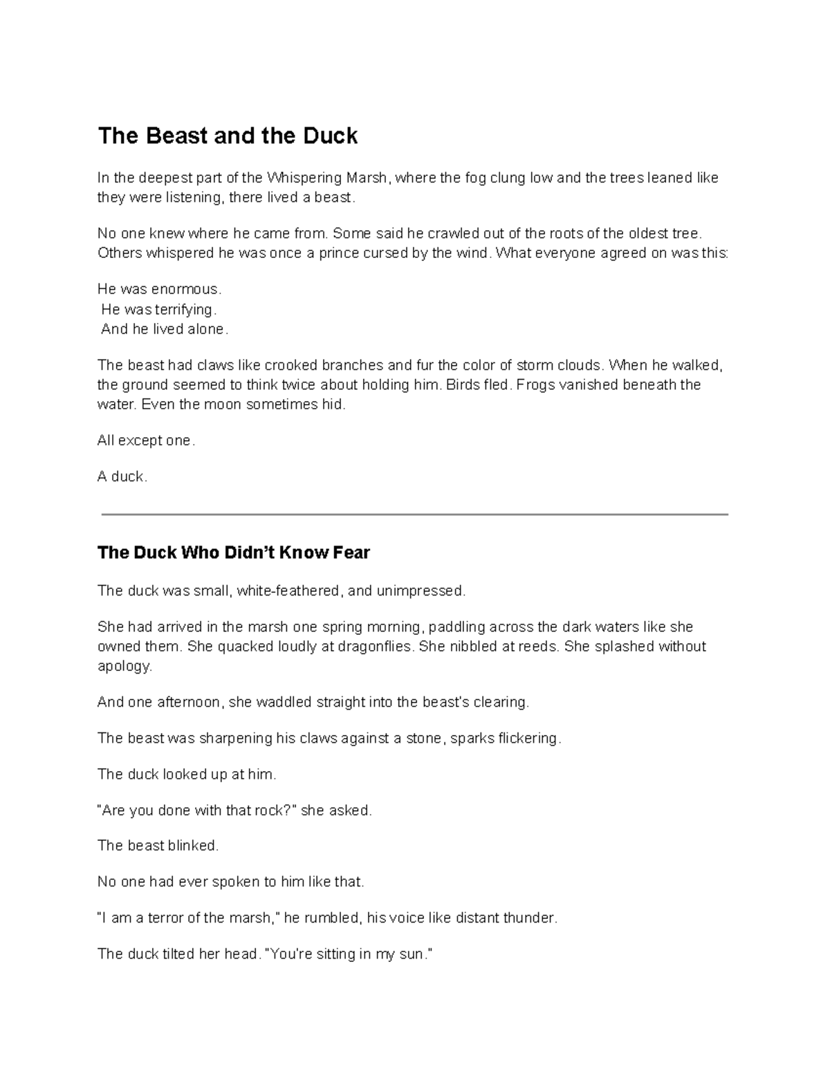 The Beast and the Duck - A Tale of Unlikely Friendship - Studocu