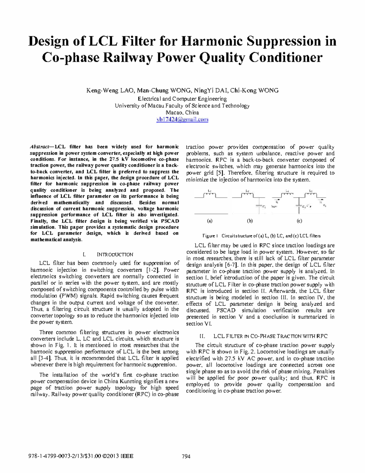 Design of LCL Filter for Harmonic Suppression in Railway Power Quality ...
