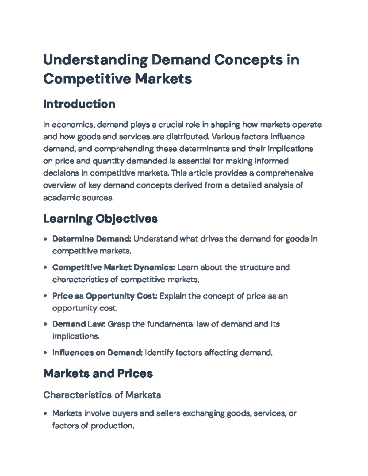 Demand Concepts in Competitive Markets: A Comprehensive Overview ...