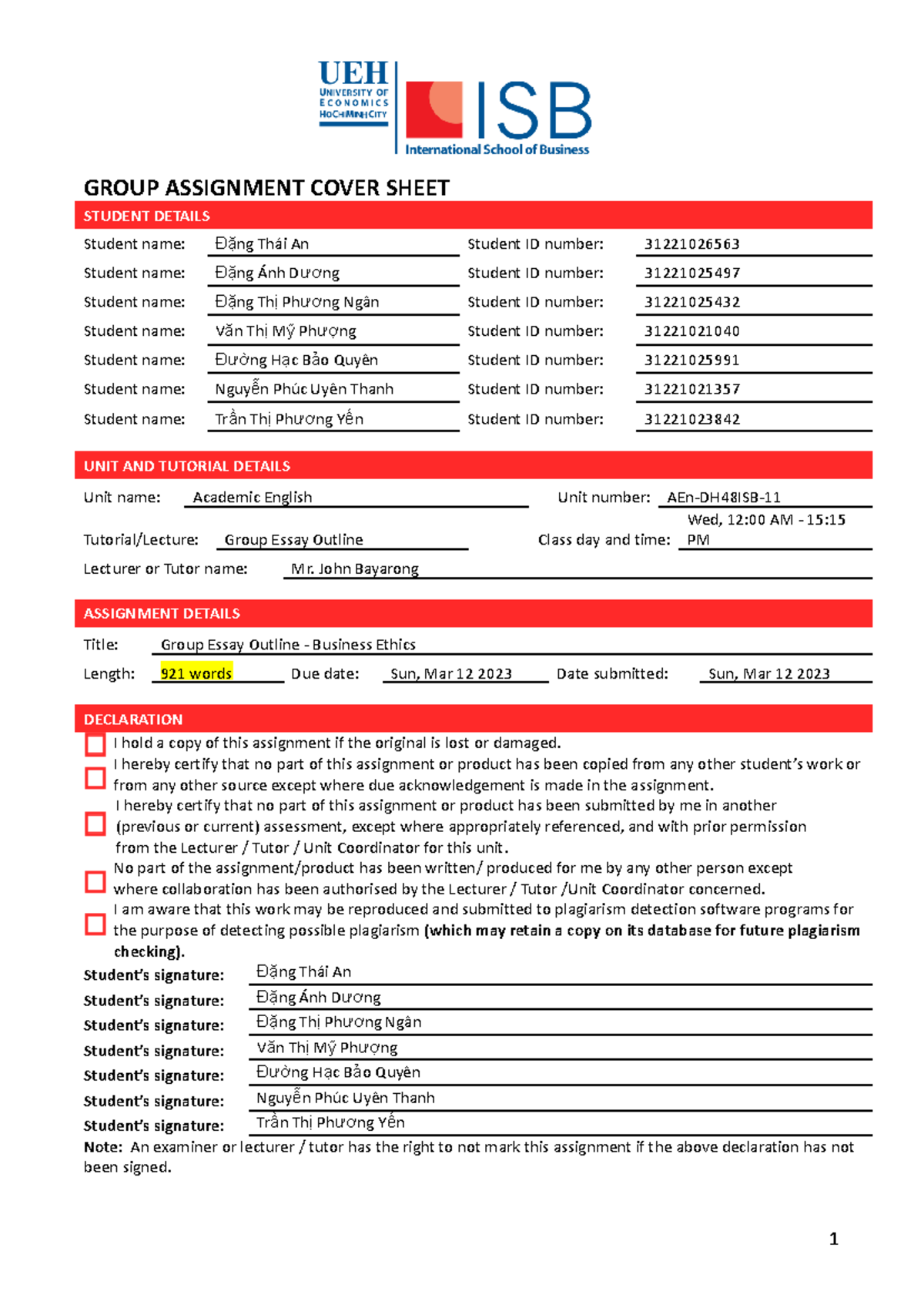 AEn11 G1 Essay Outline Good example - GROUP ASSIGNMENT COVER SHEET ...