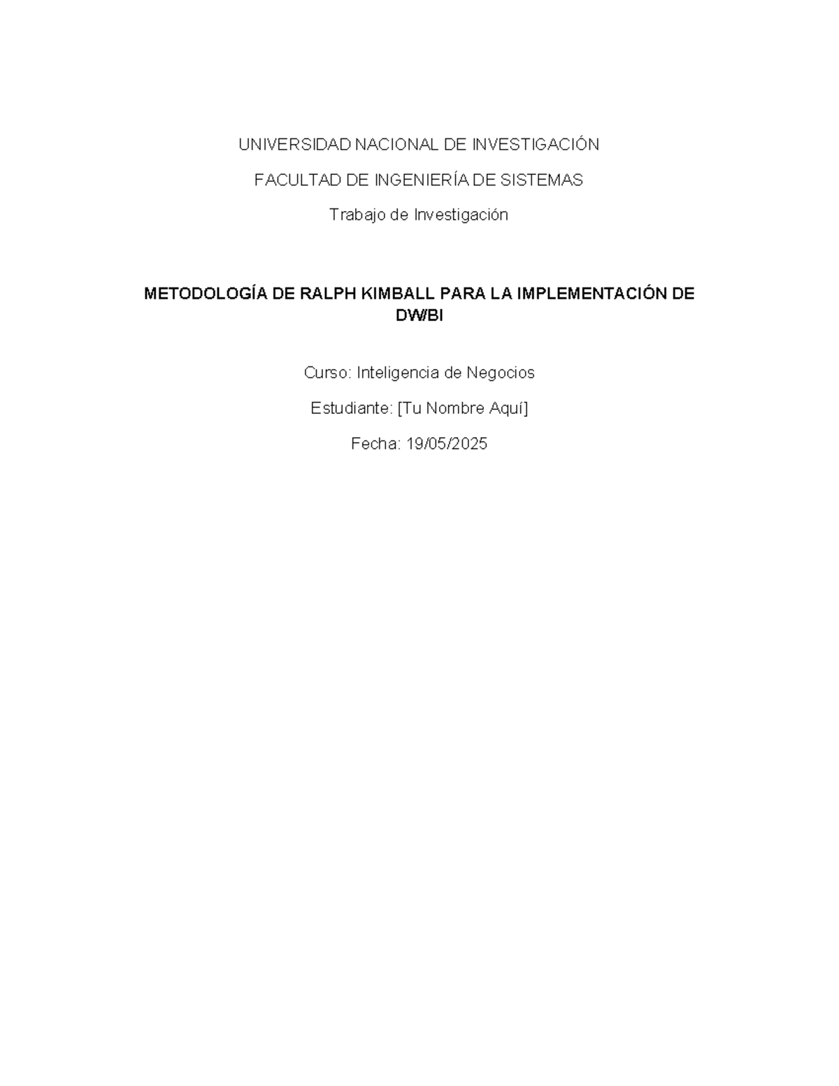 Resumen de la Metodología de Ralph Kimball para BI - Curso ...
