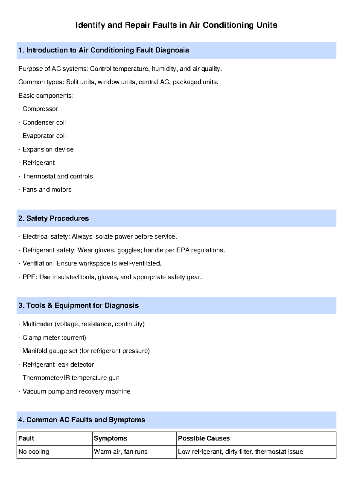 AC Fault Repair Notes: Identifying and Fixing Common Issues in Units ...