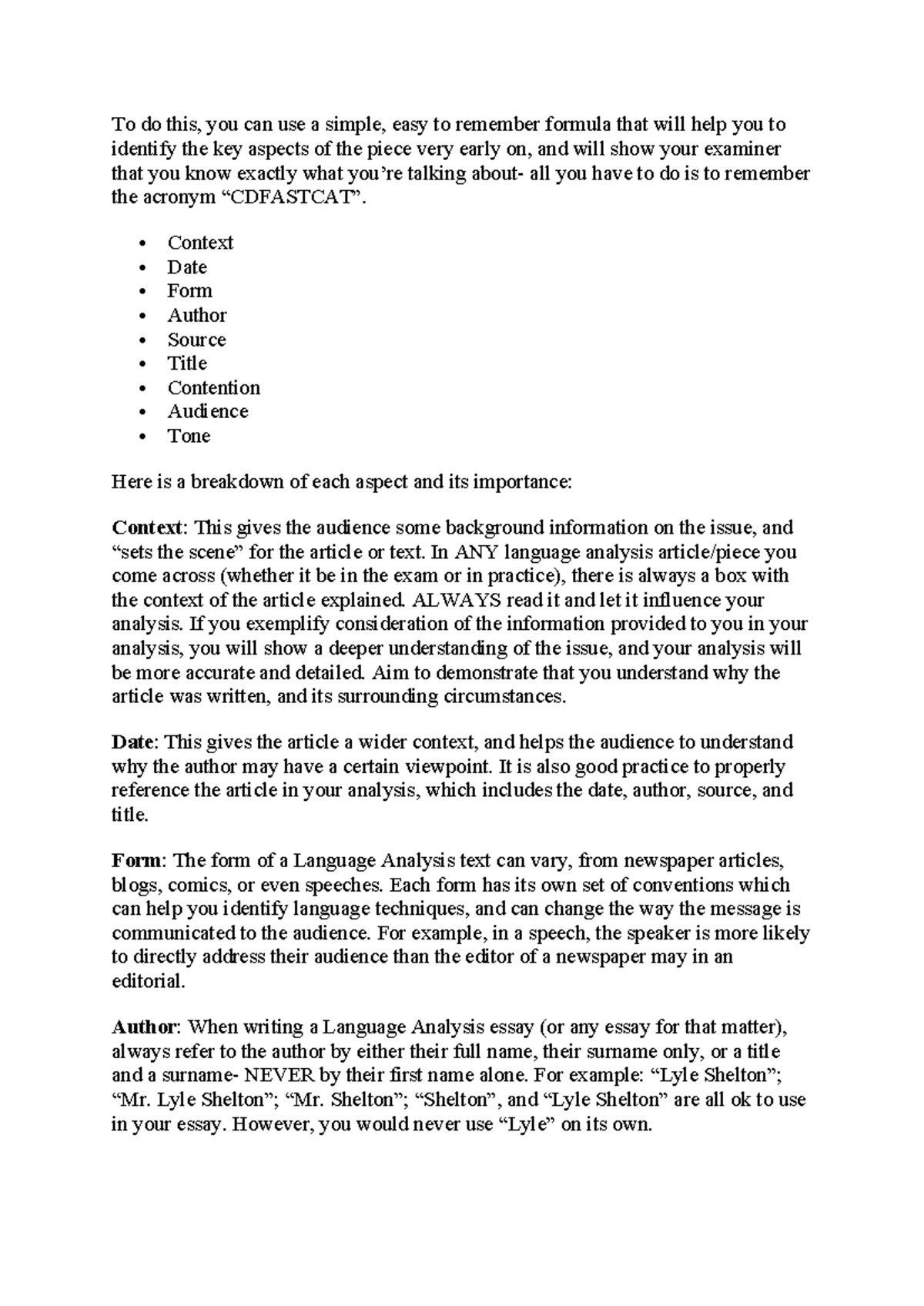 Language Analysis Techniques - WRITING Guide - Studocu