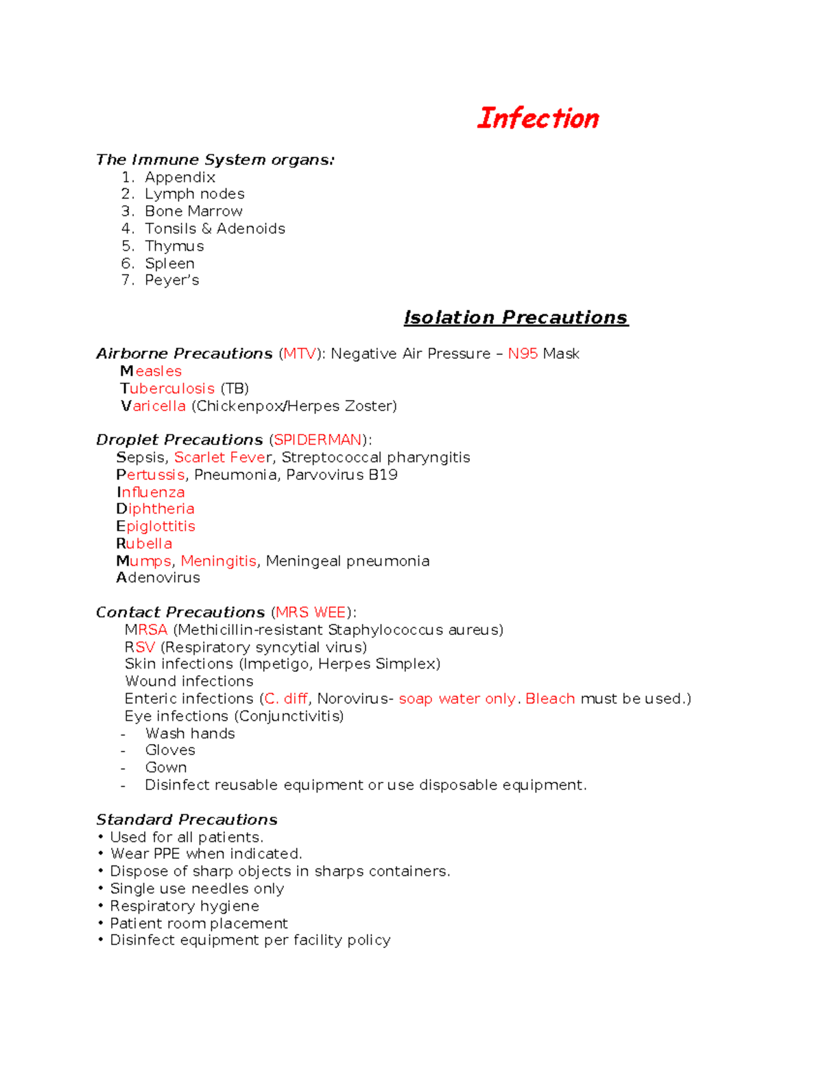 Infection Control and Immune System Overview (NUR 101) - Studocu