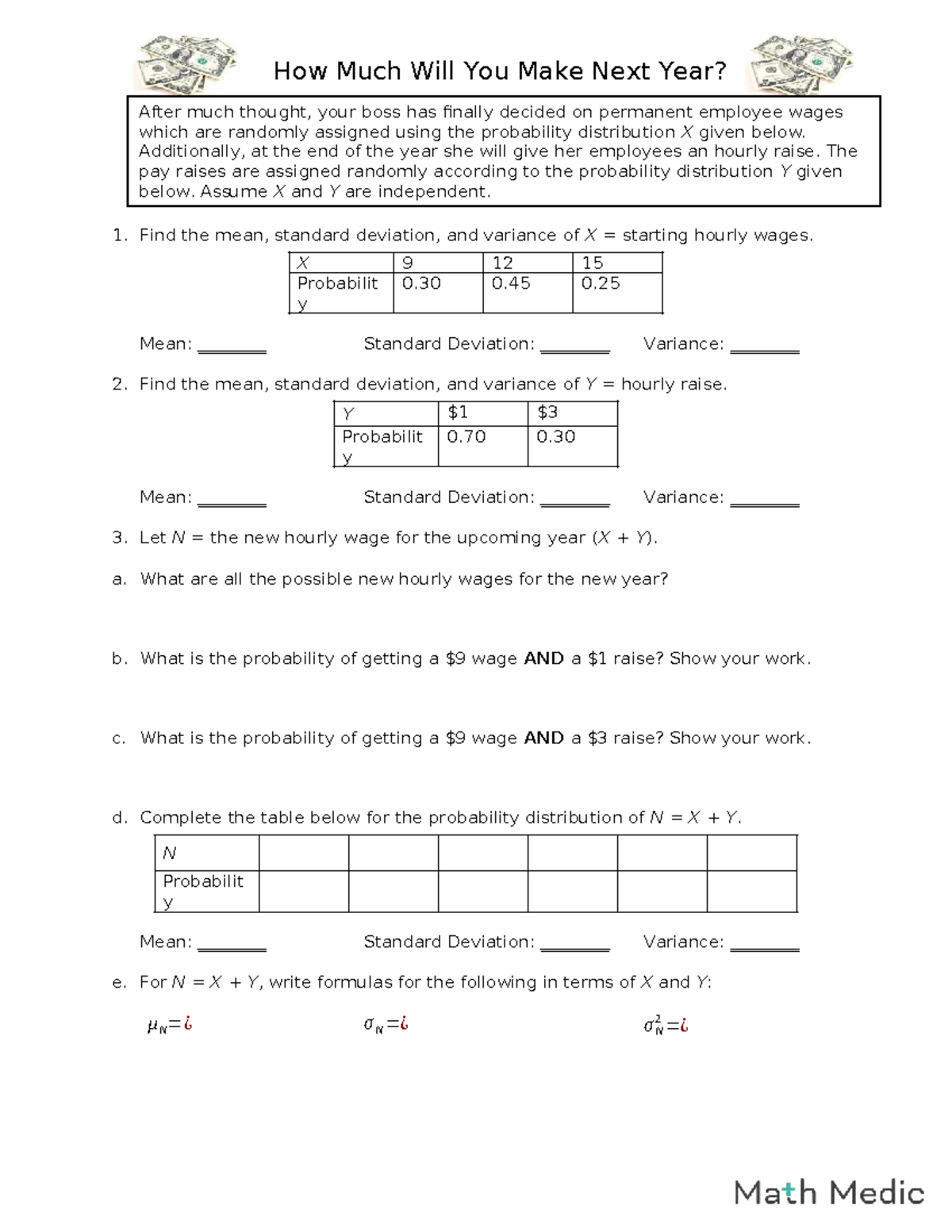 Lesson 6: Stats - Wage & Raise Probability Distributions (4) - Studocu