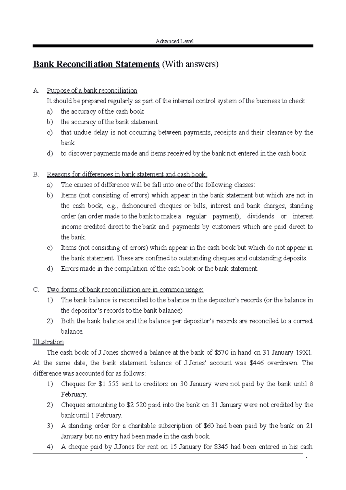 Bank Reconciliation Statements: Detailed Analysis & Solutions - Document Preview