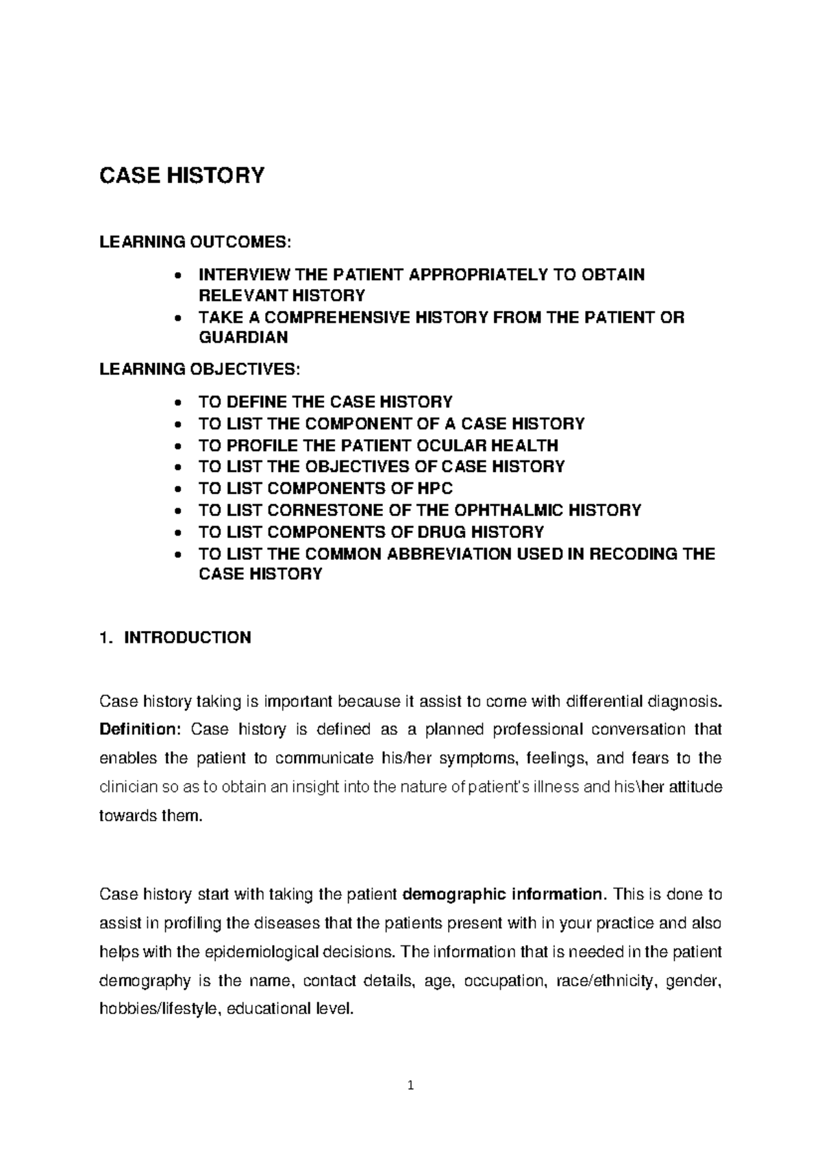 CASE History Comprehensive Review - Lecture Notes 5 - Studocu