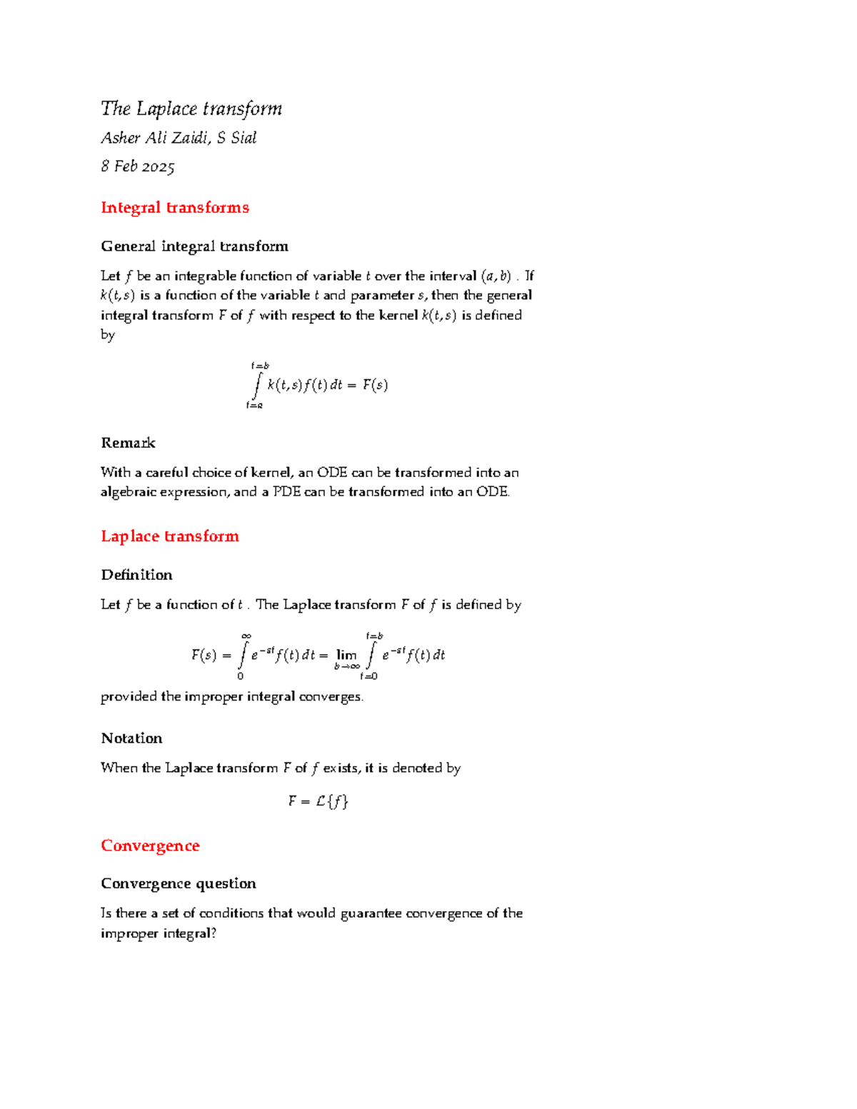 Lec11: Comprehensive Notes on the Laplace Transform Concepts - Studocu