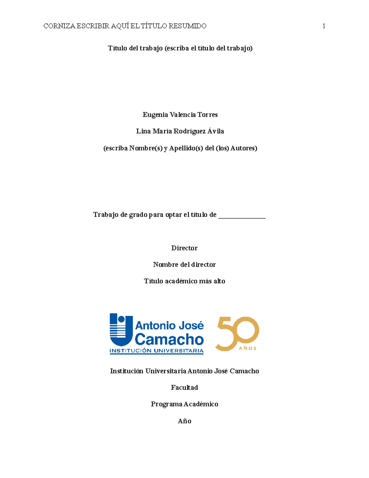 Trabajo de Grado: Plantilla para Monografía en APA 7 (Word) - Document Preview