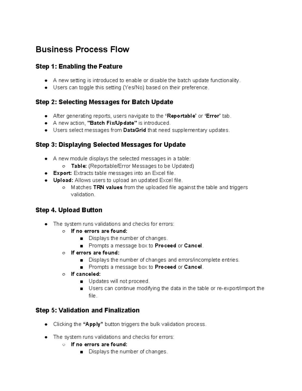 Business Process Flow: Enabling Batch Update Feature Steps - Studocu