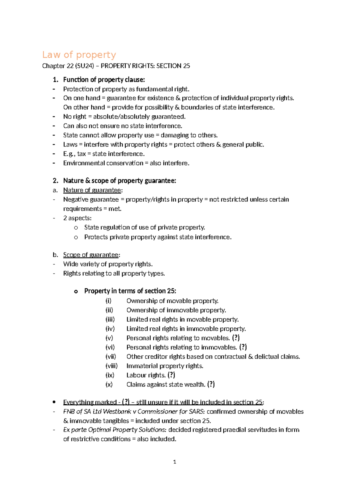 IURI 272 Property Rights Overview: Chapter 22 (SU24) - Studocu