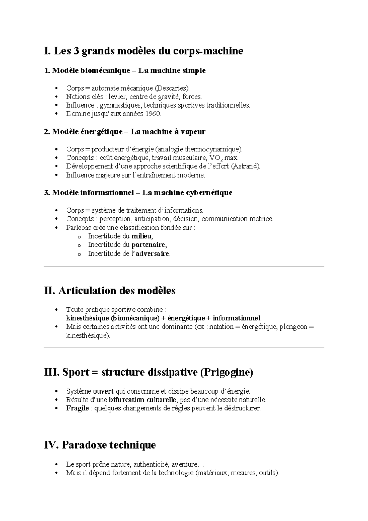 Différents Modèles du Corps en Sport (Parlebas) - Analyse et Concepts ...