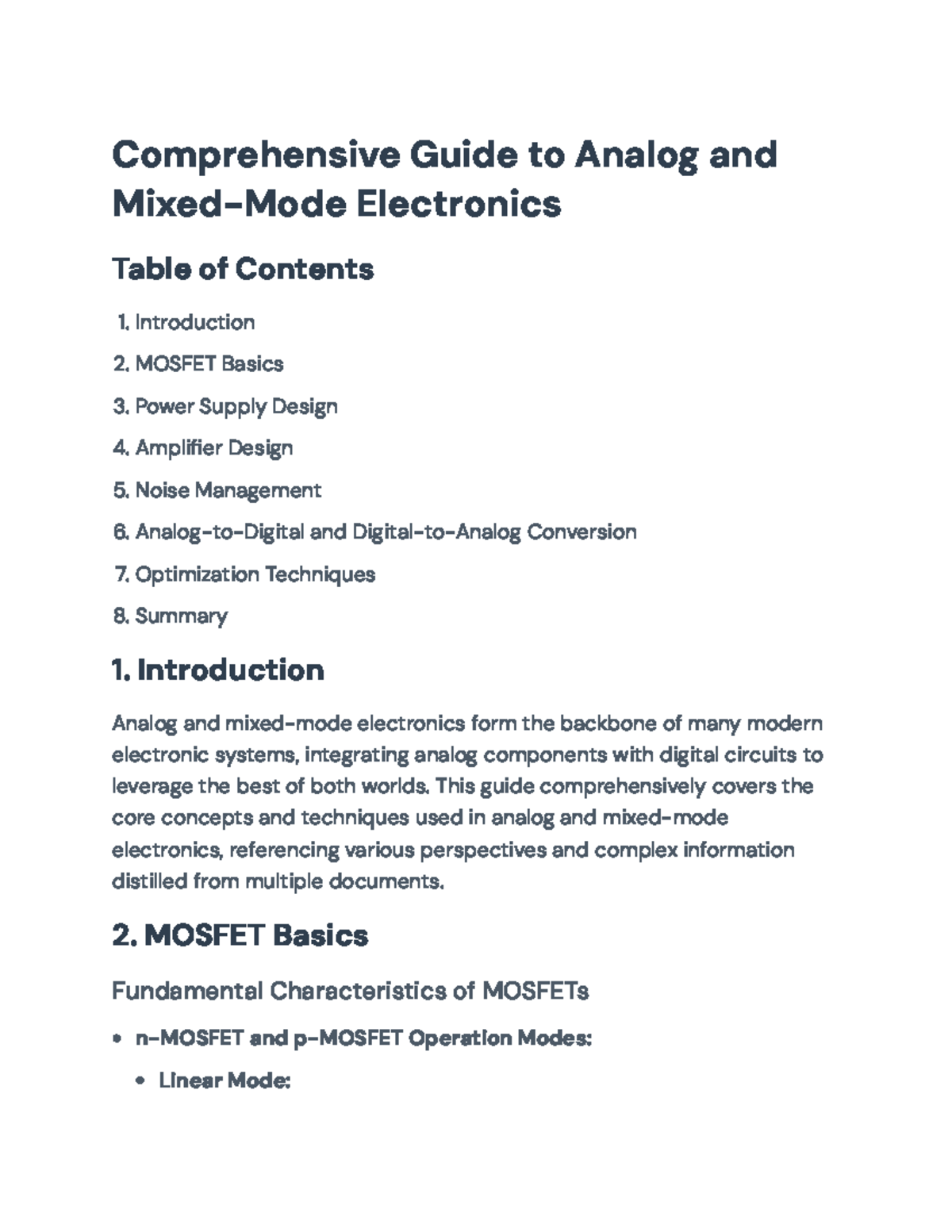 Comprehensive Guide to Analog and Mixed-Mode Electronics (COURSE CODE ...