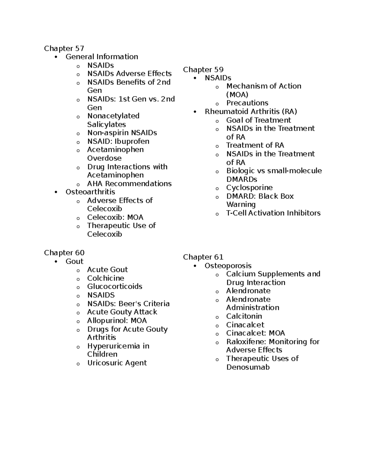 NUR 565 Study Guide - Chapter 57 General Information o NSAIDs o NSAIDs ...